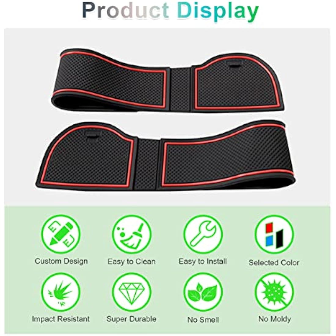 Gafat V W Up/Skoda Citigo 2013-2023 Non-Slip Centre Console & Door Seam Rubber Mats, Cup Holder & Storage Box Mat (Red)