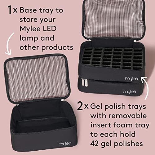 MYLEE Gel Polish Carry Case – Nail Polish Storage Organiser, Holds 84 Nail Polish Bottles, 3X Removable Trays, Travel Friendly Bag, Nail Technician Case, Foam Insert, Professional & Home Use
