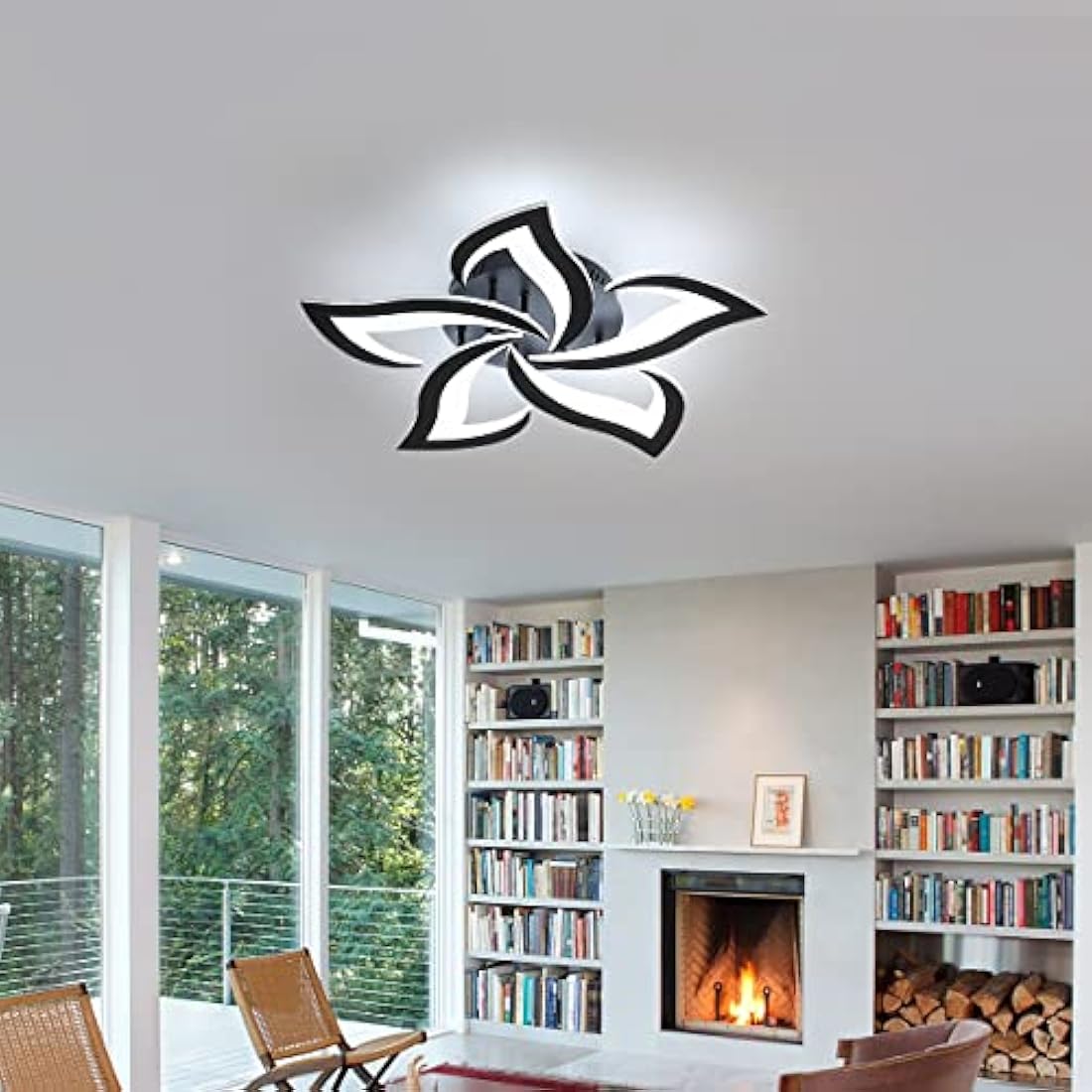 Riserva Mordern LED Ceiling Light, 60W 6500LM LED Ceiling Lights Cool White 6500K, Creative Petals Design, Acrylic Chandelier for Living Room Bedroom Dining Room