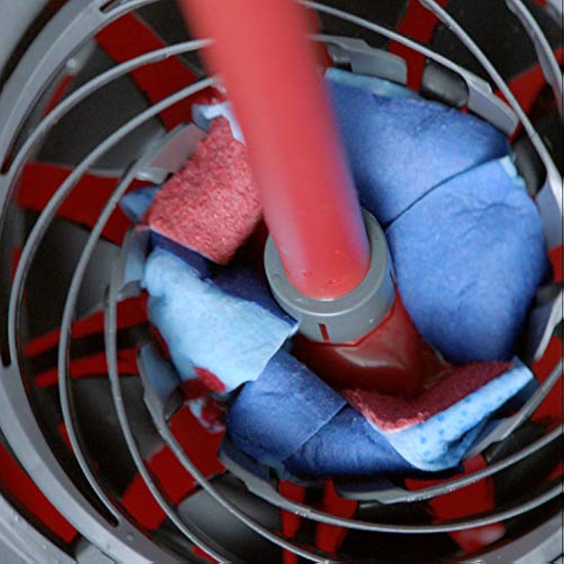 Vileda SuperMocio 3Action Mop and Bucket Set, Mop for Cleaning Floors, Set of 1x Mop and 1x Bucket, Red/Grey/Blue