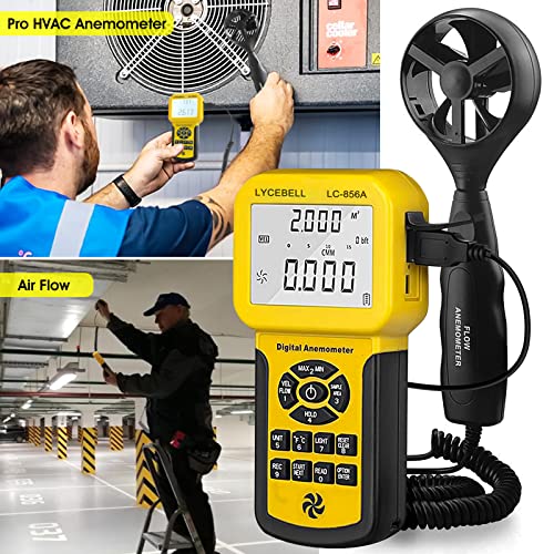 LYCEBELL LC-856A Pro Anemometer with Telescopic Sensor, Wind Speed Meter, Wind Velocity Airflow CFM Meter with Data Storage Back Light LCD for HVAC