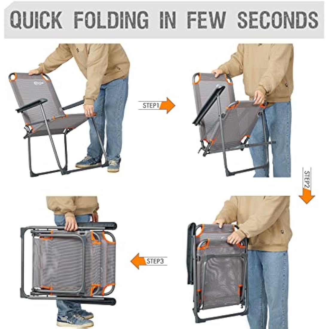 Portal Folding Chair Camping Garden Beach Fishing Outdoor Foldable Chair Lightweight Fold up Picnic Chair High Back Portable Chair Compact with Armrests