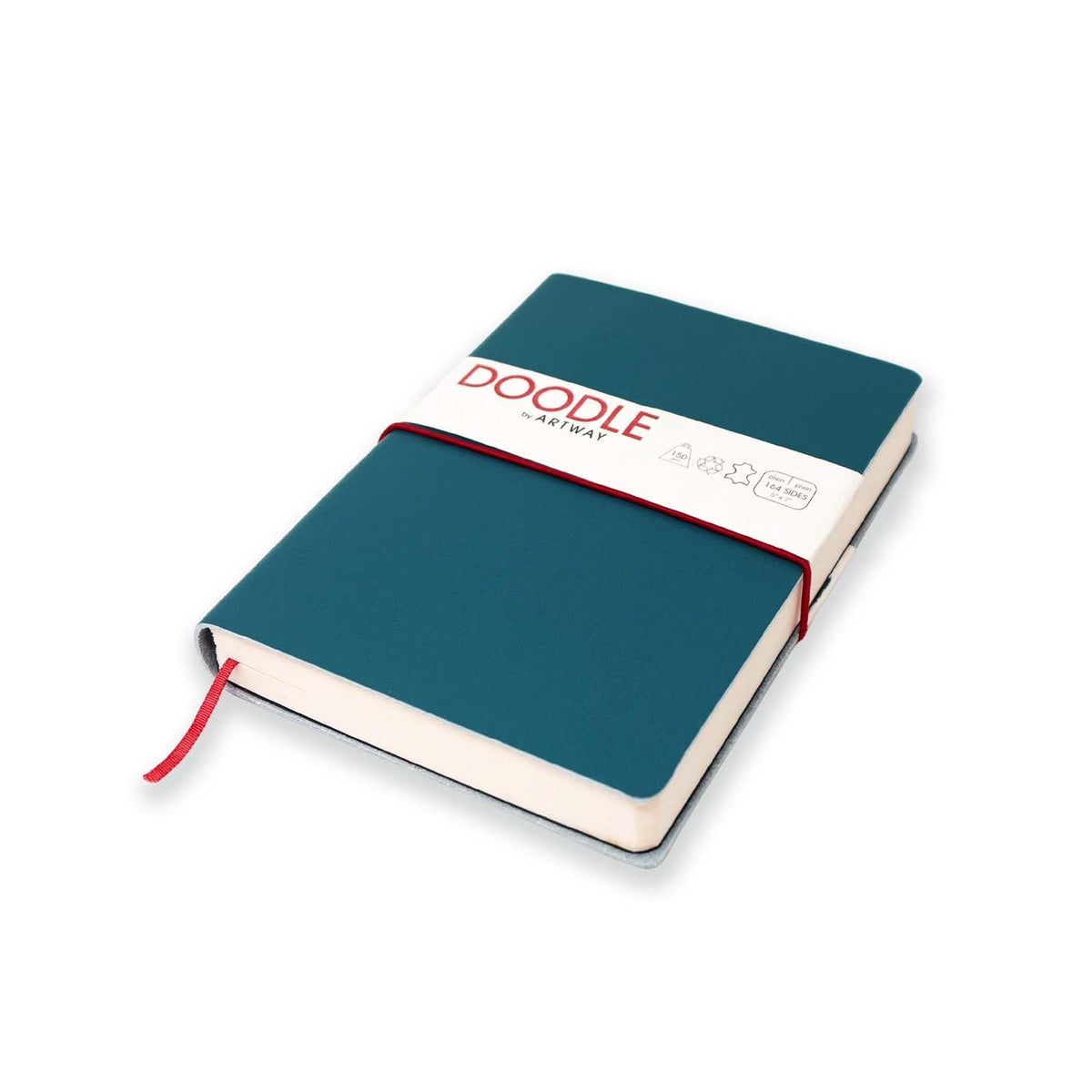 Artway Indigo Doodle ? Teal Leather Sketchbook/Notebook ? 175mm x 125mm - 164 Sides/82 Pages of 150gsm Cartridge Paper