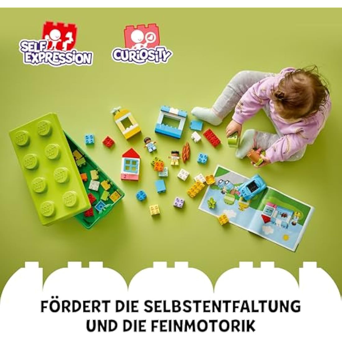 LEGO DUPLO Brick Box - Educational Stacking Toys for 1+ Year Old Boys & Girls - incl. Colourful Number Bricks, a Car & 2 Figures, plus Toy Storage - 10913