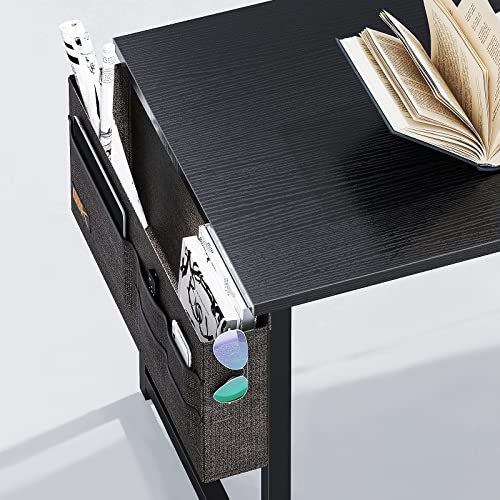 ODK Computer Writing Desk, Sturdy Home Office PC Table, Work Desk with Storage Bag and Headphone Hook (Black, 80 x 40 cm)