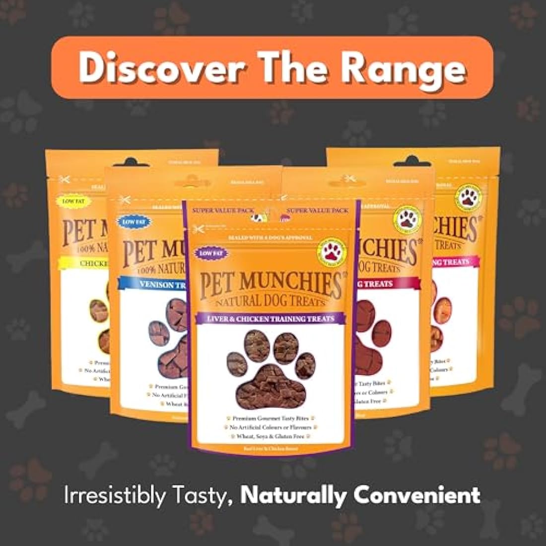 Pet Munchies Liver and Chicken Dog Training Treats, Grain Free Tasty Bites with Natural Real Meat, Low in Fat and High in Protein 150g (Pack of 8)