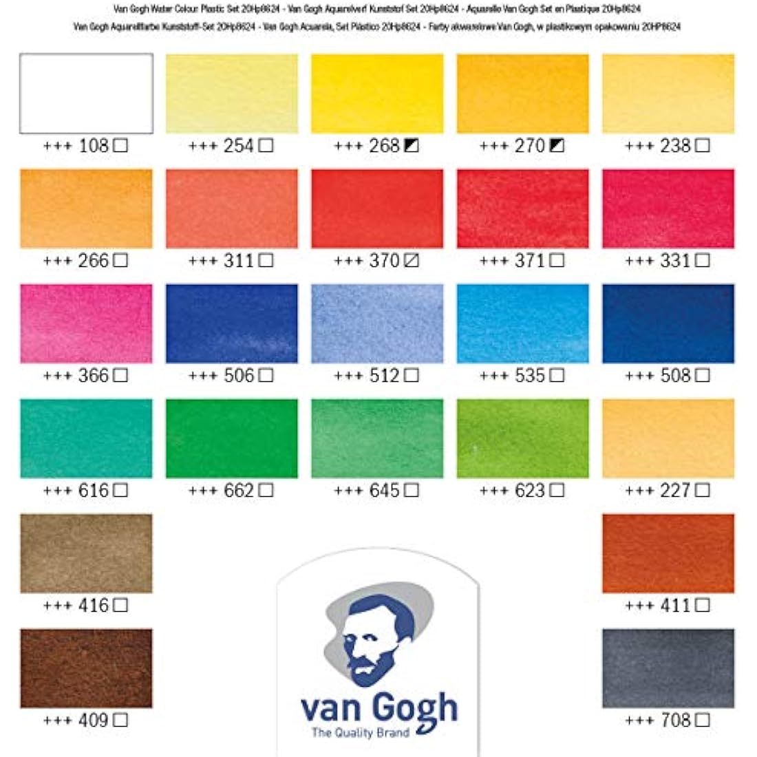 Royal Talens - Van Gogh Water Colour - Plastic Painting Box of 24 Paints with Brush