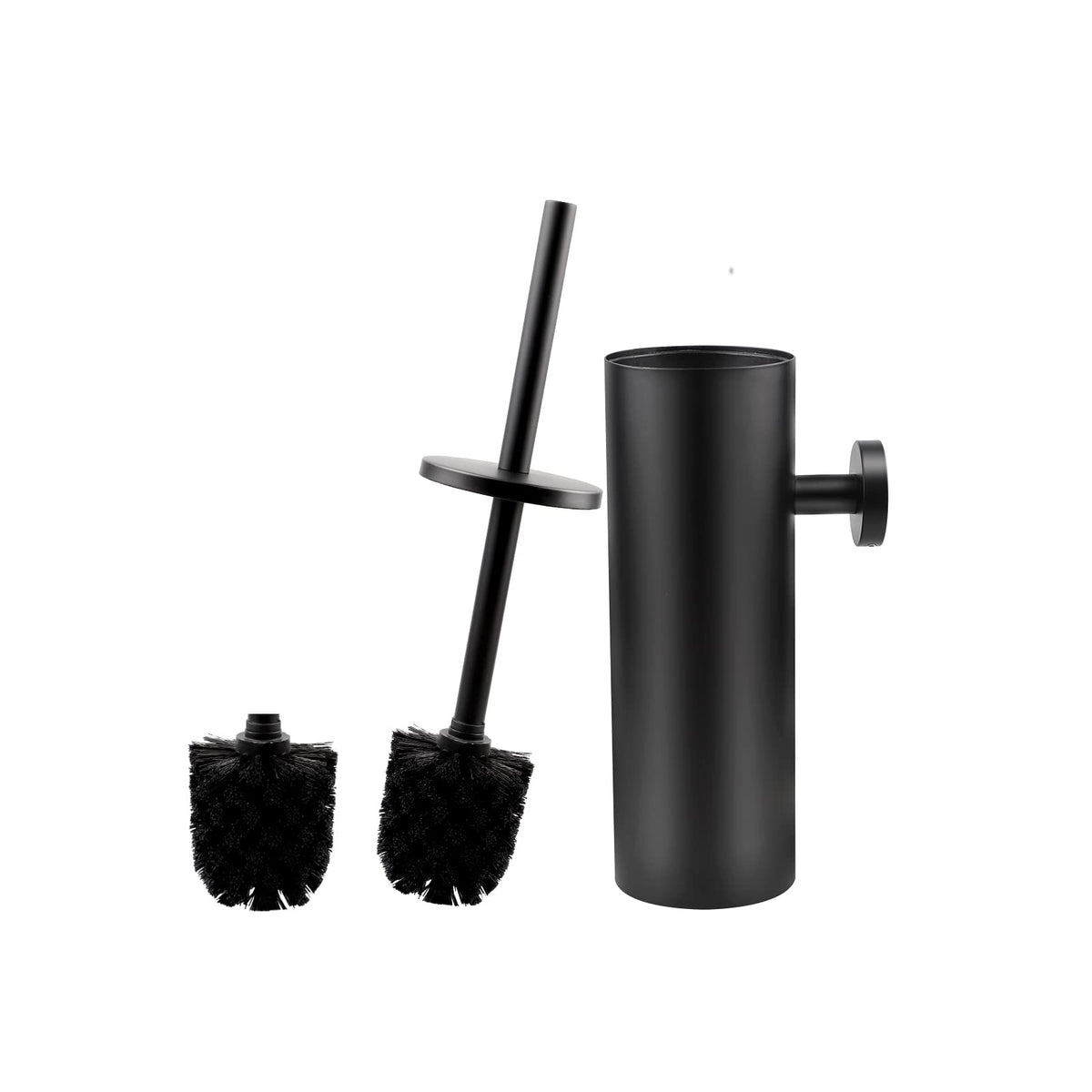 EXLECO Stainless Steel Toilet Brush with Replacement Brush Water Collection Container Toilet Brush and Container Set Wall Mounted Standing with Lid