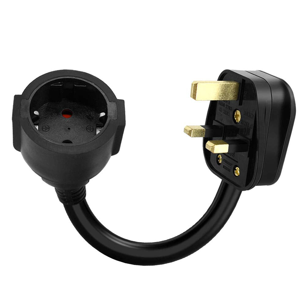 UK Plug to EU Socket Extension Lead, 13A 250V BS1363-Certified British 3-Pin Plug to European Female Socket, Power Extension Cable