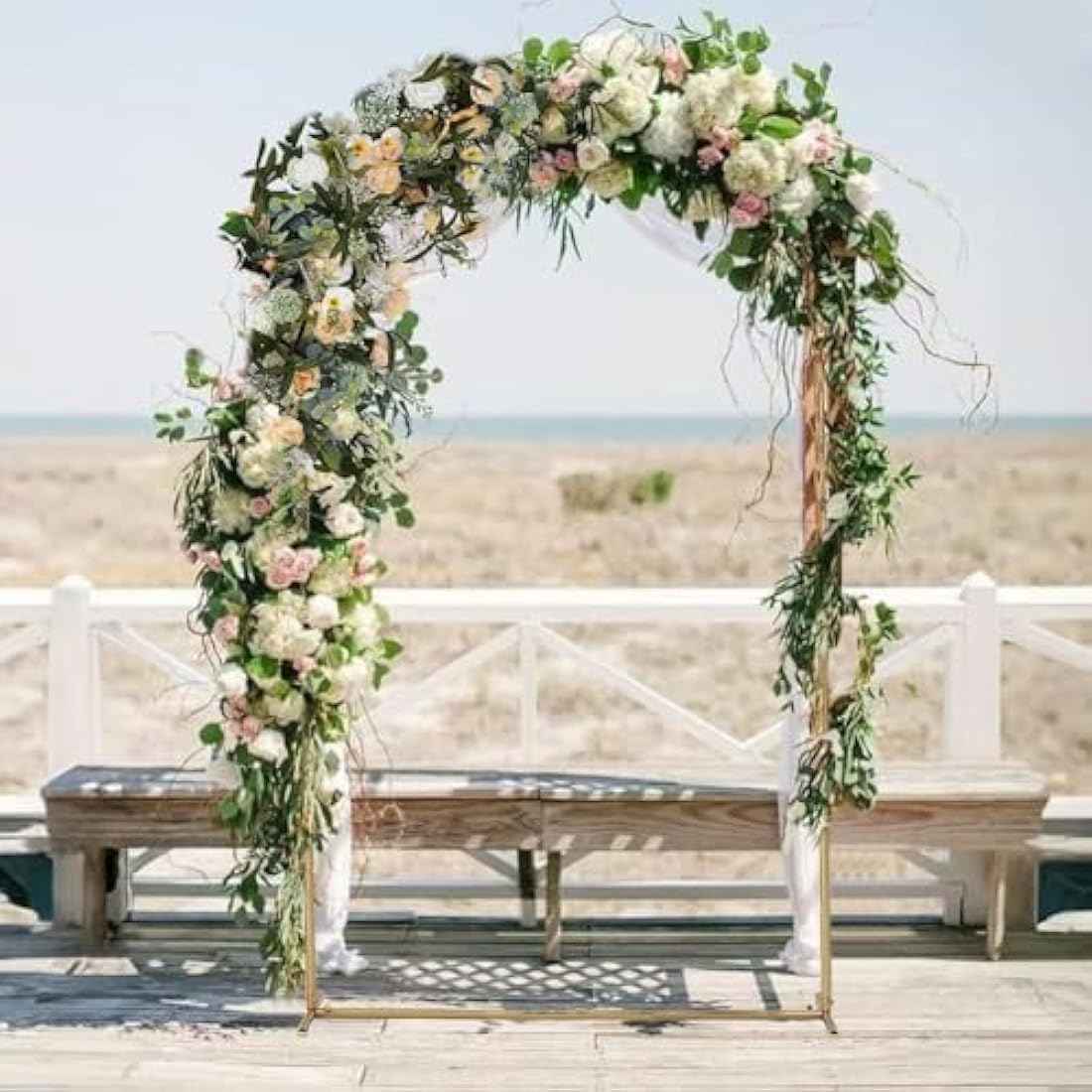 VINCIGANT 2M Wedding Arch Backdrop Stand, Square Arch Gold Metal Arch Backdrop Stand for Wedding Ceremony Birthday Party Baby Shower Garden Floral Balloon Arch Decoration