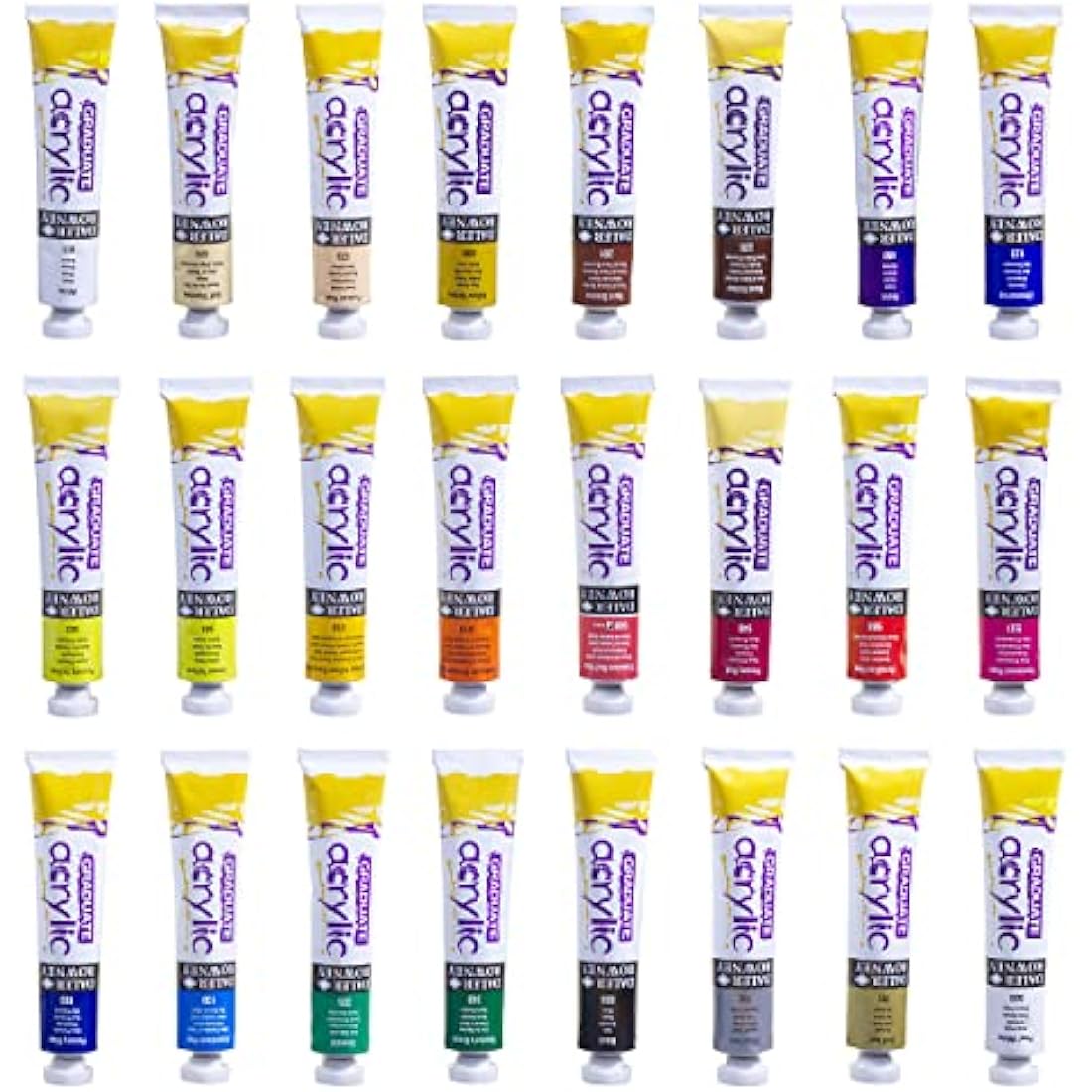 Daler-Rowney Graduate 22ml Acrylic Paint Set, 24 Assorted Colours, High Lightfastness, Water-Based, Solvent-Free, Ideal for Student Artists & Hobbyists
