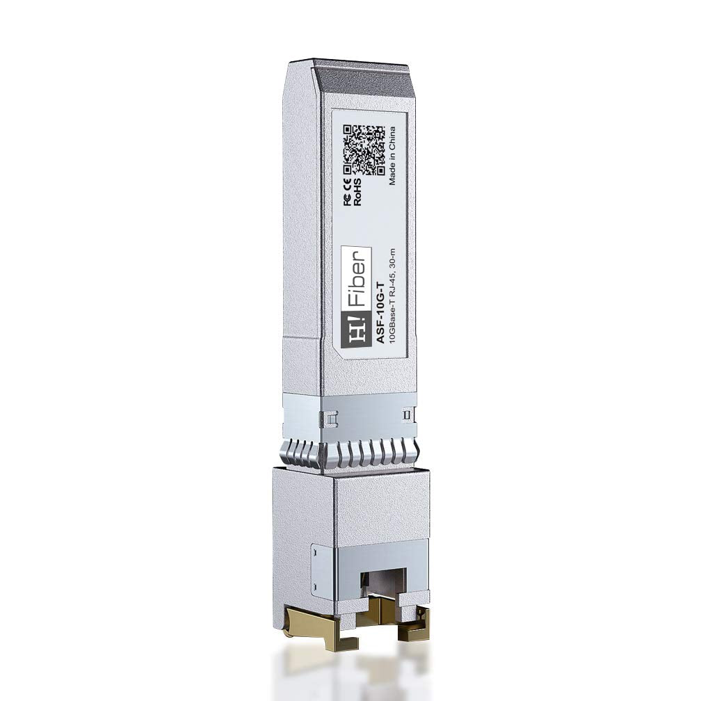 H!Fiber.com 10G SFP+ to RJ45 Transceiver, 10GBASE-T SFP+ Copper Module, Compatible with Ubiquiti Unifi UF-RJ45-10G, Mikrotik, Fortinet, TP-Link, etc.