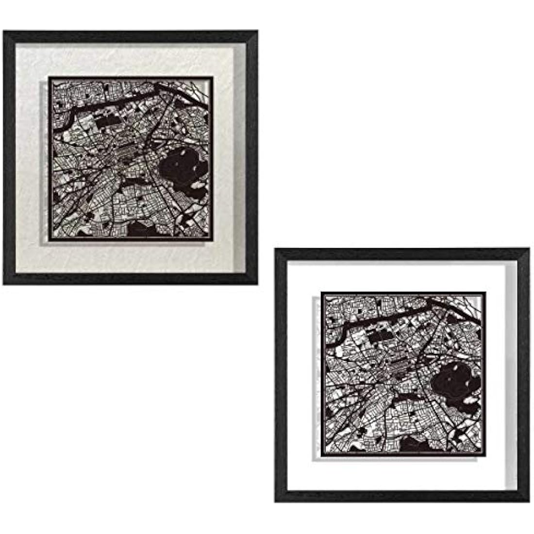 O3 DESIGN STUDIO Edinburgh Marco de Papel para mapas, Black map, Black frame, 9x9 inches, Gift Boxed, 2 background color, self-changing, Paper Art