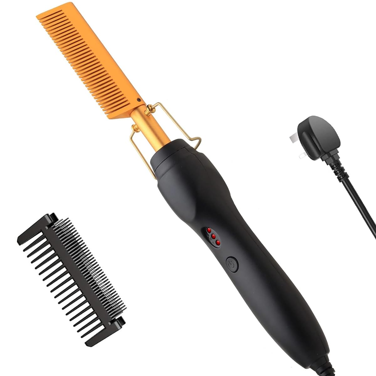 Hot Comb Hair Straightener Electric Straightening Comb, Fast Heating Premium Golden Titanium Ceramic Beard Straightener Brush Anti-Scald Beard