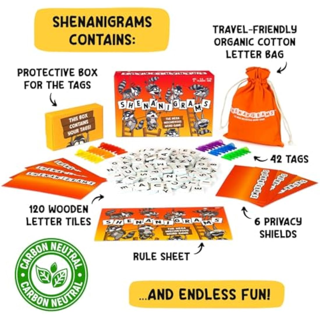 Shenanigrams – The Mega-Mischievous Word Game! A Super Fun & Fast Family Party Game for Kids, Teens & Adults - Great for Travel & Family Board Games Night