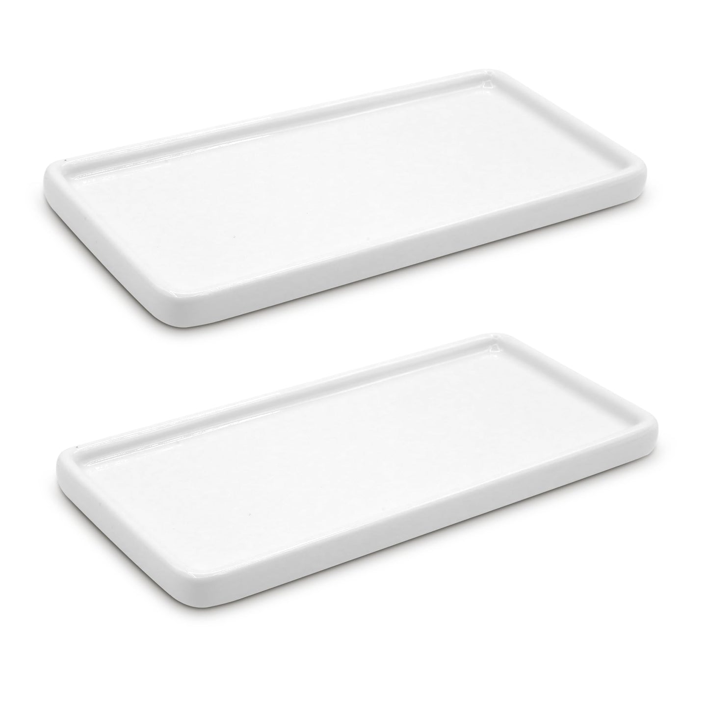 LoeJan 10" & 8" Bathroom Tray, Ceramic Vanity Dish for Counter Kitchen Soap Perfume Candle, Small Organizer Plate for Home Decor Plant