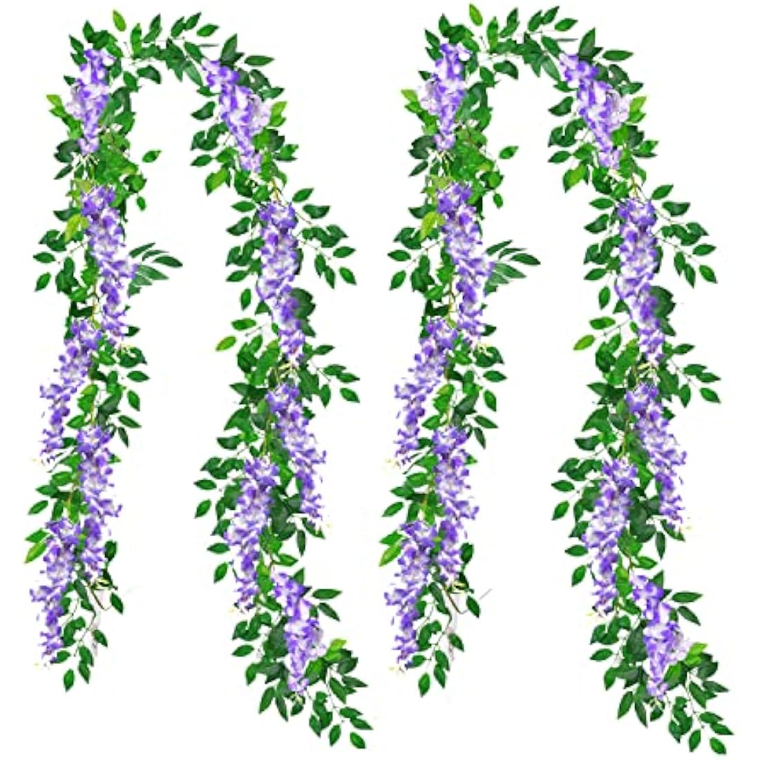 MOTONG Artificial Flowers Decoration, 2 Pcs (2M/7FT/Piecs) Fake Flowers Artificial Wisteria Vines, Artificial Vine Garland Plants Arts For Ceremony Home Garden Wedding Party Decoration(Purple)