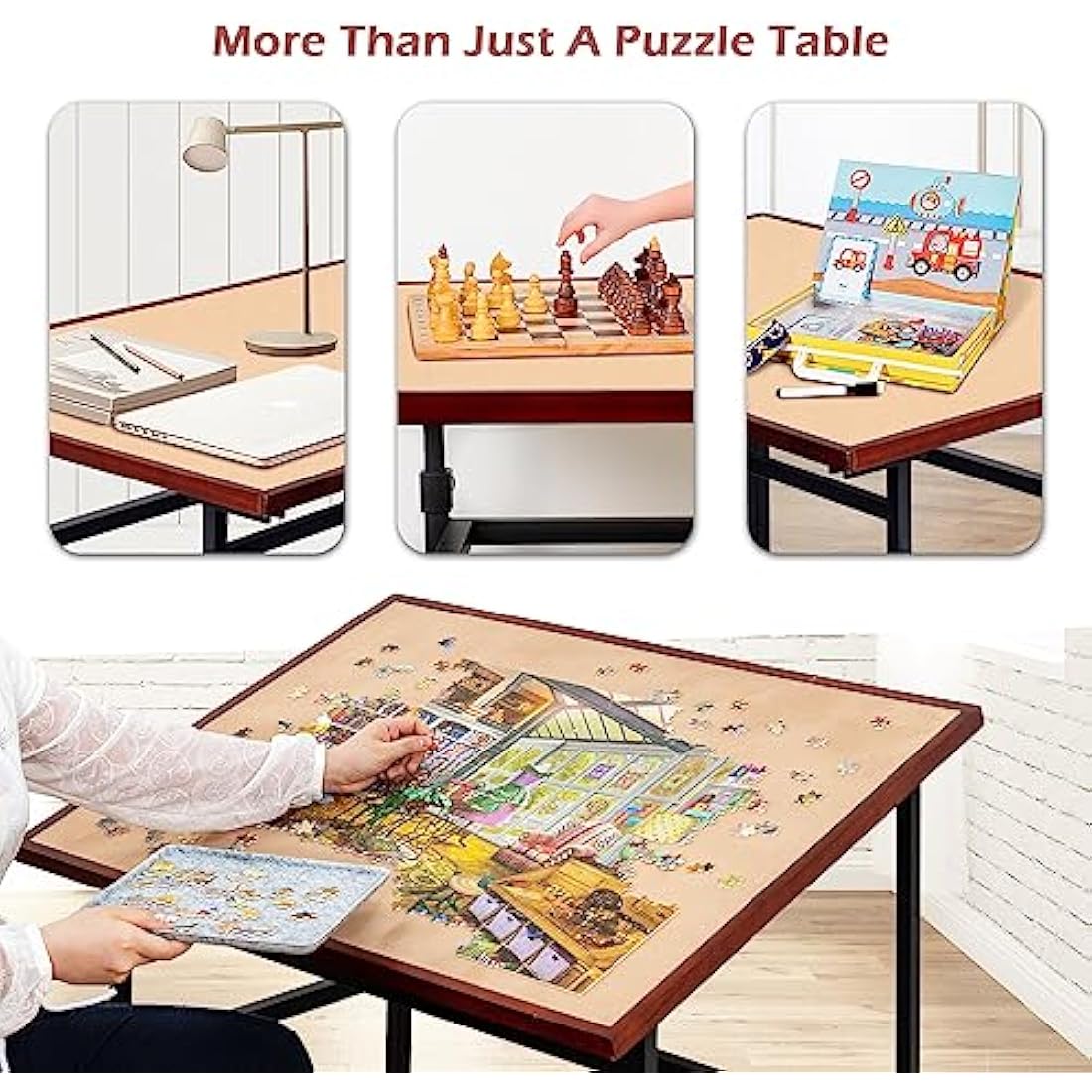 Lavievert Jigsaw Puzzle Board with Cover, Angle & Height Adjustable Puzzle Board Easel with Open Storage Shelf, Large Tilting Jigsaw Tables with 4 Rolling Wheels for Up to 1500 Piece Puzzles