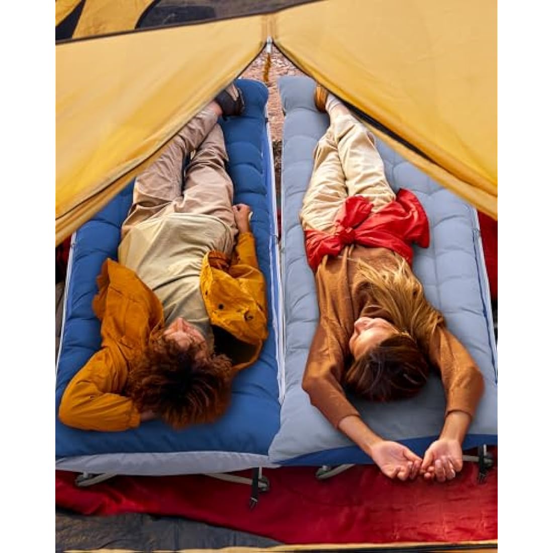 Sportneer Camp Beds for Adults with 1.5" Thick Mattress, Camping Bed 74 * 28" Extra Wide Support 450lbs for AdultsTravel Fishing Picnic Outdoor