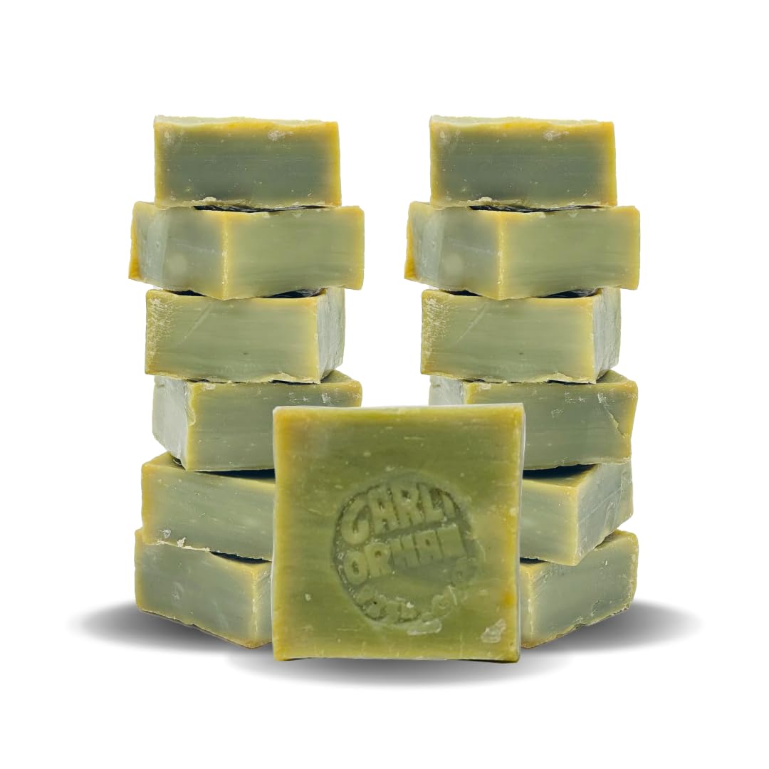 12 Pcs Pure Olive Oil Soap 100% Natural Turkish Bar, Scent Free,Handmade, Cruelty-Free, Vegan, Moisturizing for Skin and Hair, Gentle on Sensitive
