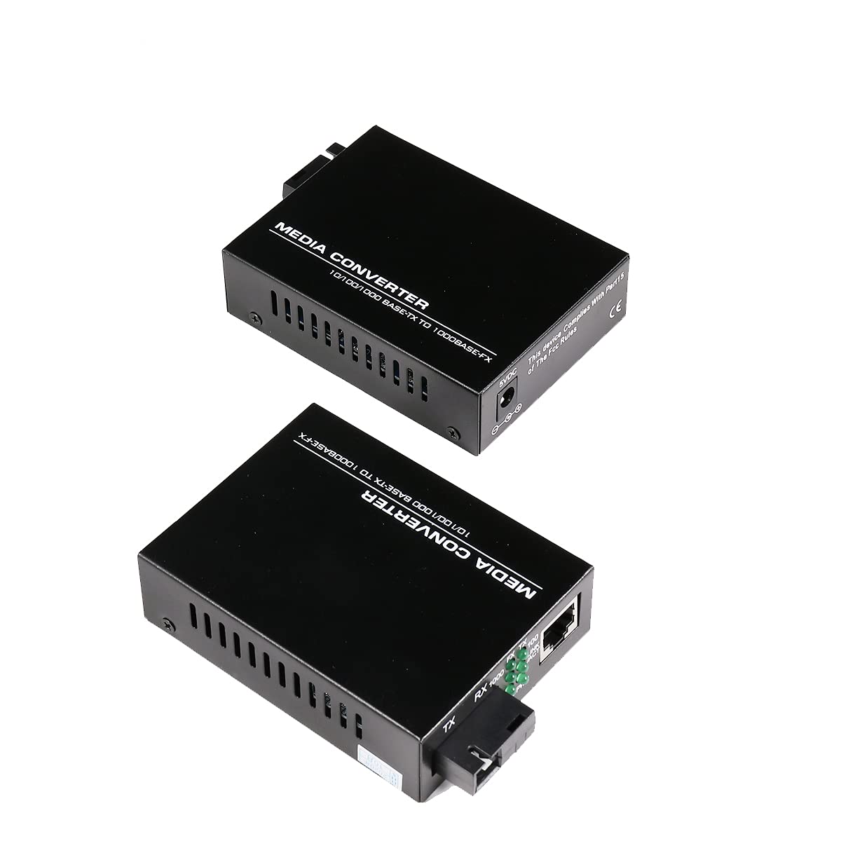 2 Pack SC Single Mode Gigabit Ethernet Media Converter 10/100/1000Mbps Bi-Directional Single-Mode SC Fiber Ethernet Converter up to 20km RJ-45 Port
