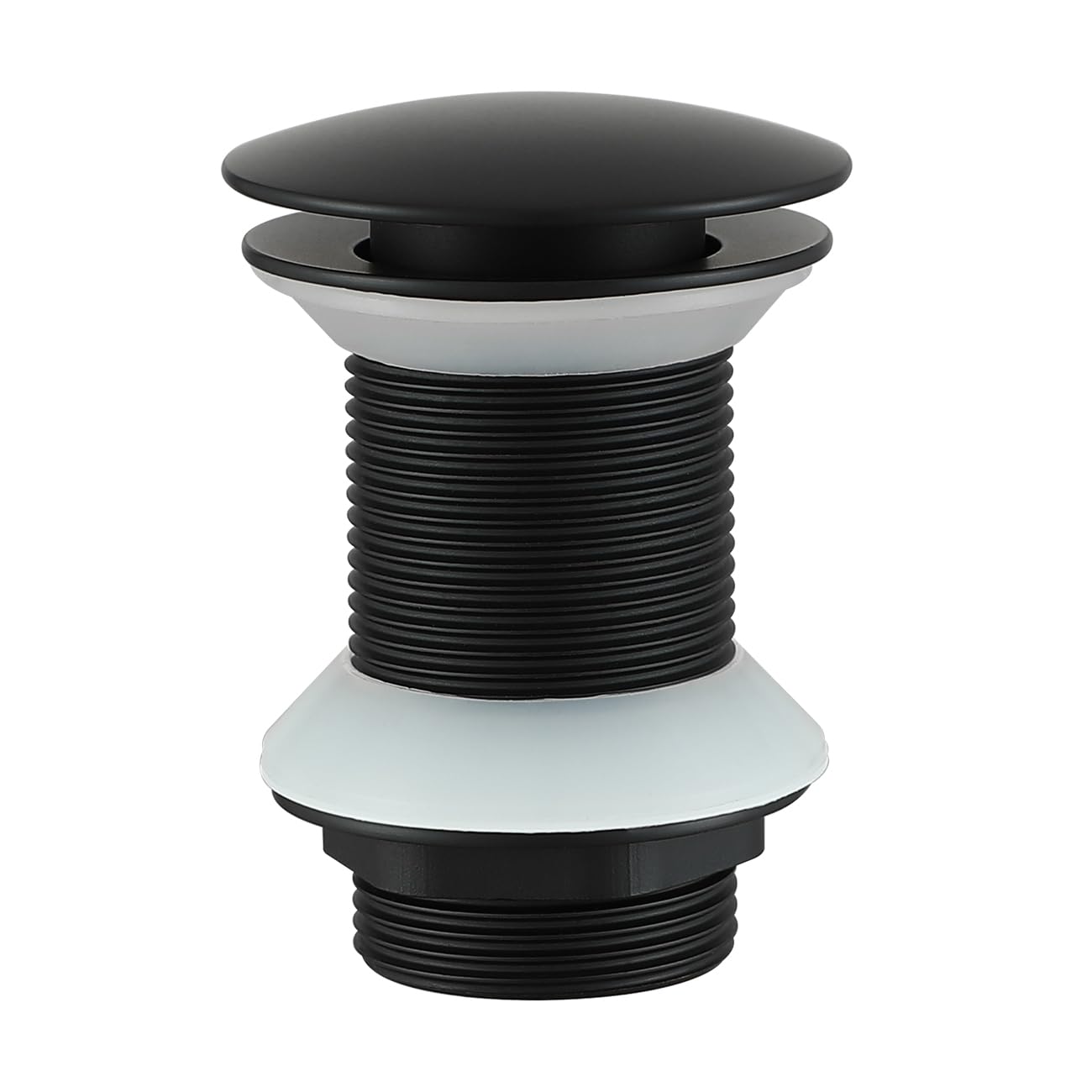Muxios Pop Up Sink Plug Basin Sink Waste Slotted Pop Up Click Clack Sprung Plug Without Overflow for Bathroom Sink including Basket Matte Black
