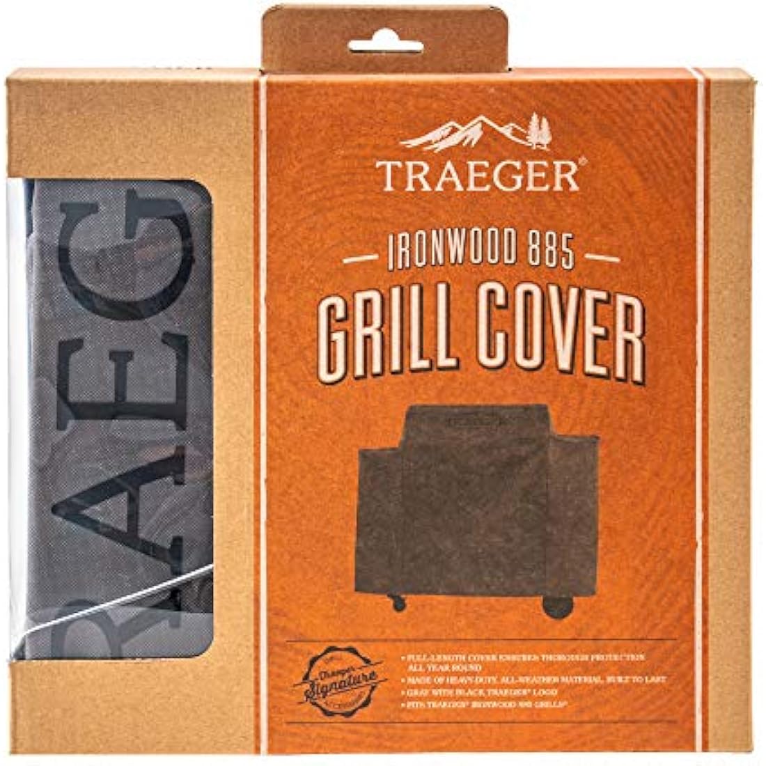 Traeger Pellet Grills BAC513 Ironwood 885 Full Length Grill Cover, Gray