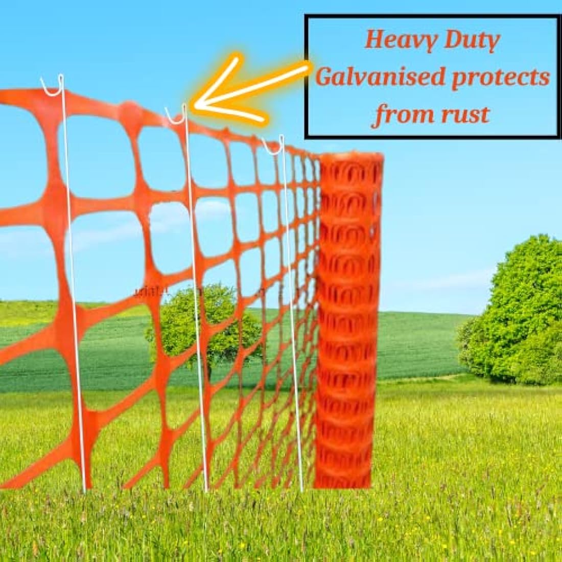 Smith & Barker GALVANISED 10 x Premium Long Life Fencing Pins For Temporary Outdoor Garden Barrier Plastic Netting Mesh Shepherds Crook Fence Stakes Posts Metal