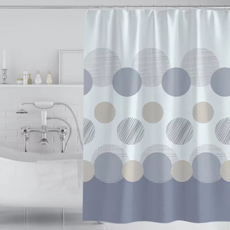 GONOVE Shower Curtain 280 x 200cm Mildew Resistant Waterproof Polyester Fabric Circle Bathroom Shower Curtain Liner Washable Bath Curtain with Hooks,