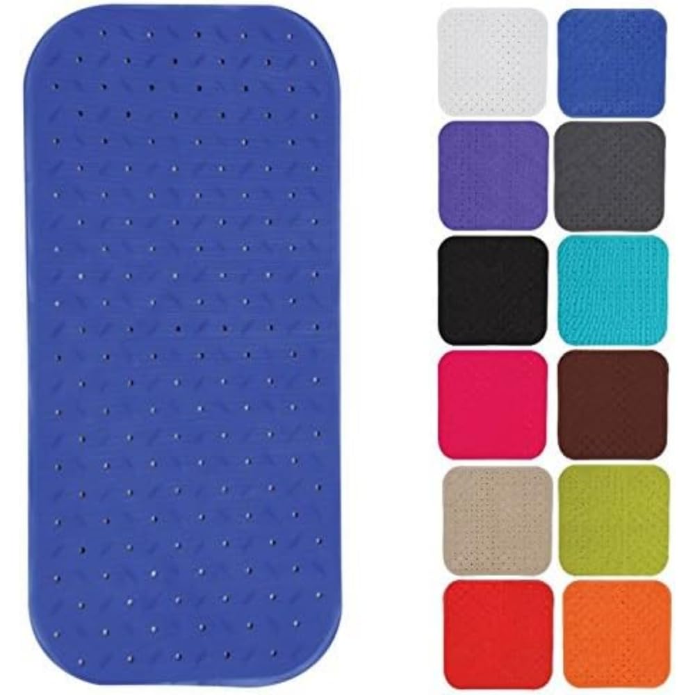 MSV Premium Shower Mat Bath Mat Bath Mat Antibacterial Non-Slip with Suction Cups ? Blue ? Smells of Roses ? Approx. 36 x 97 cm ? Washable at 60 ?C