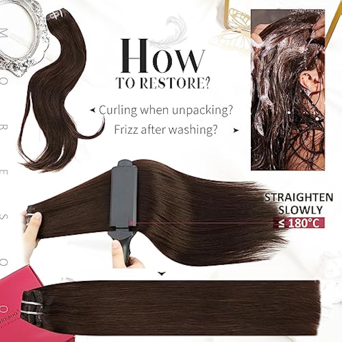 Moresoo Clip in Hair Extensions Real Human Hair 14 inch Dark Brown Hair Extensions Clip in Real Human Hair Short Bob for Women Adding Volume Natural Look Daily Use 5 Pieces/80G #4