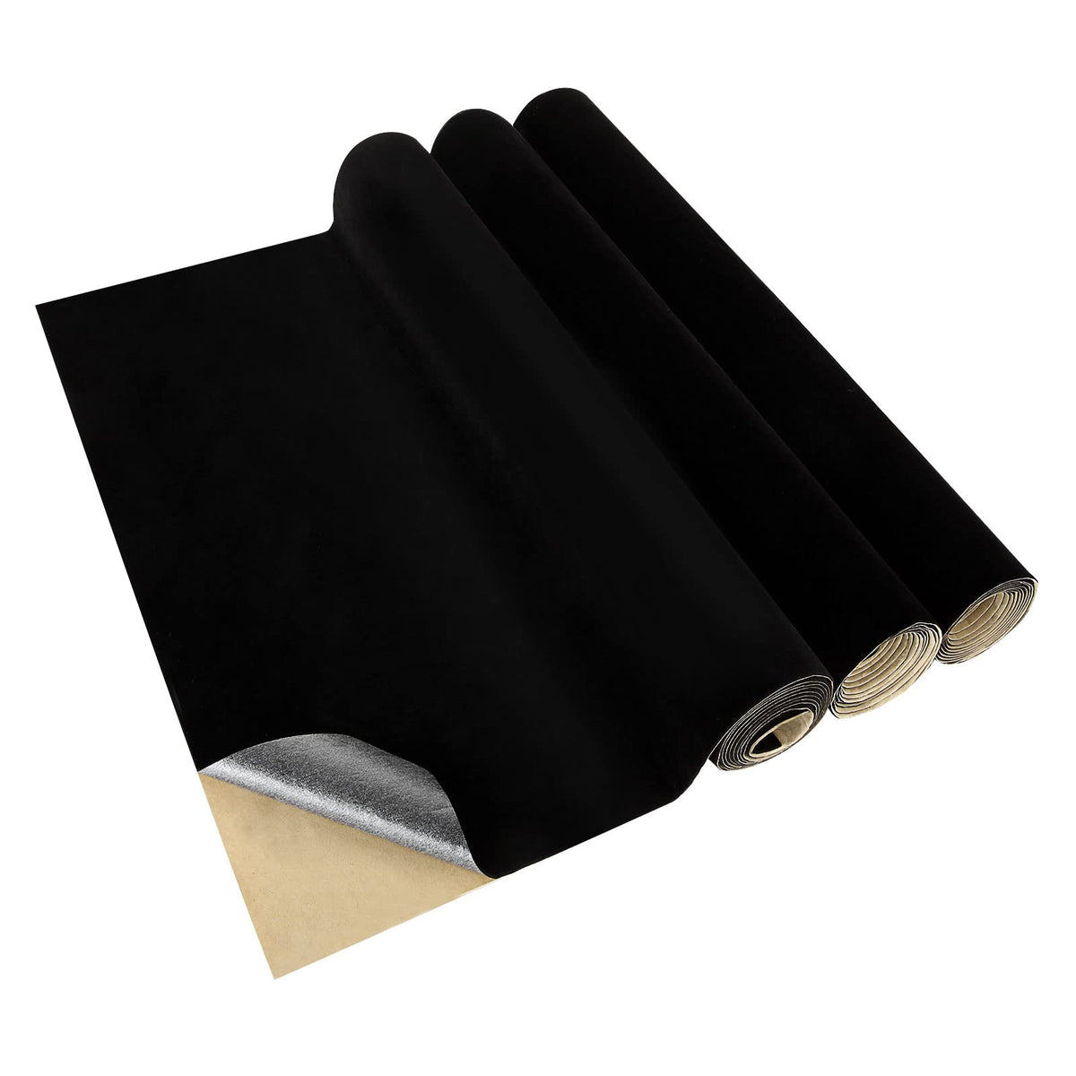 YOUNTHYE 3PCS Black Felt Fabric Self Adhesive Felt, 40cmx4.4m Sticky Back Felt Sticky Black Velvet Fabric Velvet Sheets for Jewelry Box Drawer Diy