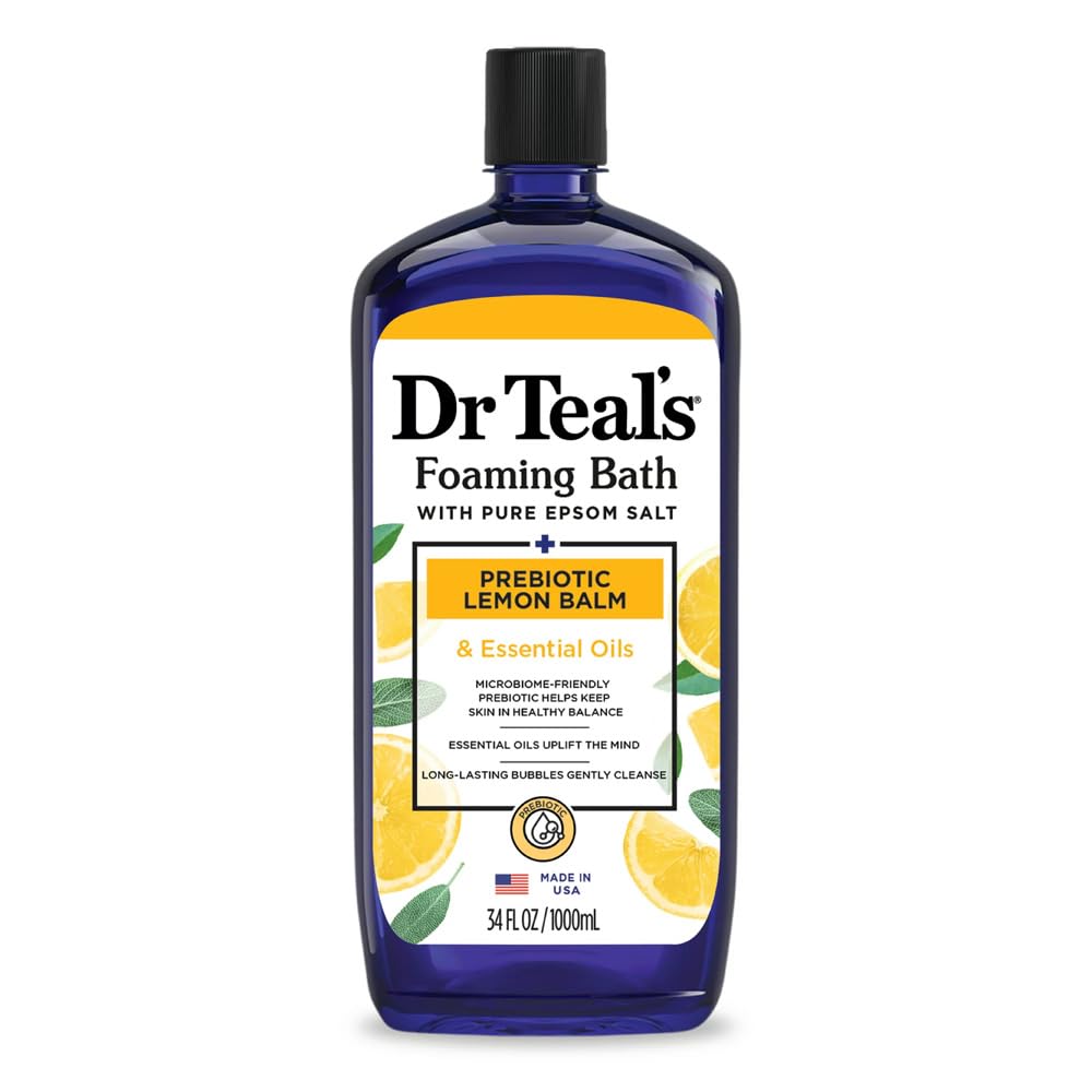 Dr Teal's Foaming Bath with Pure Epsom Salt Prebiotic Lemon Balm with Essential Oils 1L