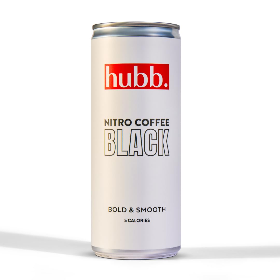 hubb Nitro Cold Brew Coffee ? Black Iced Coffee Drink (12 x 250ml Cans) | Specialty-Grade, Single-Origin Arabica | Bold, Smooth Flavour | 100%