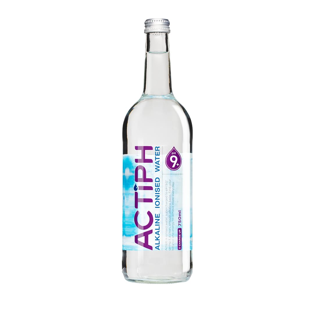 Alkaline Ionised Spring Water pH9+ (12x 750ml) Purified with Electrolytes Clean and Smooth Taste ACTIPH Water Glass Collection