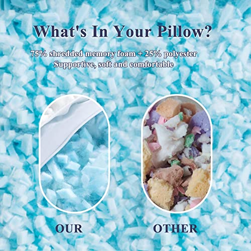 BedStory Pillows Pack of 2 - Shredded Memory Foam Pillow for Neck and Shoulder Pain Relief, Hypoallergenic and Cooling Bed Pillow - 50x75 cm, 1 Pair