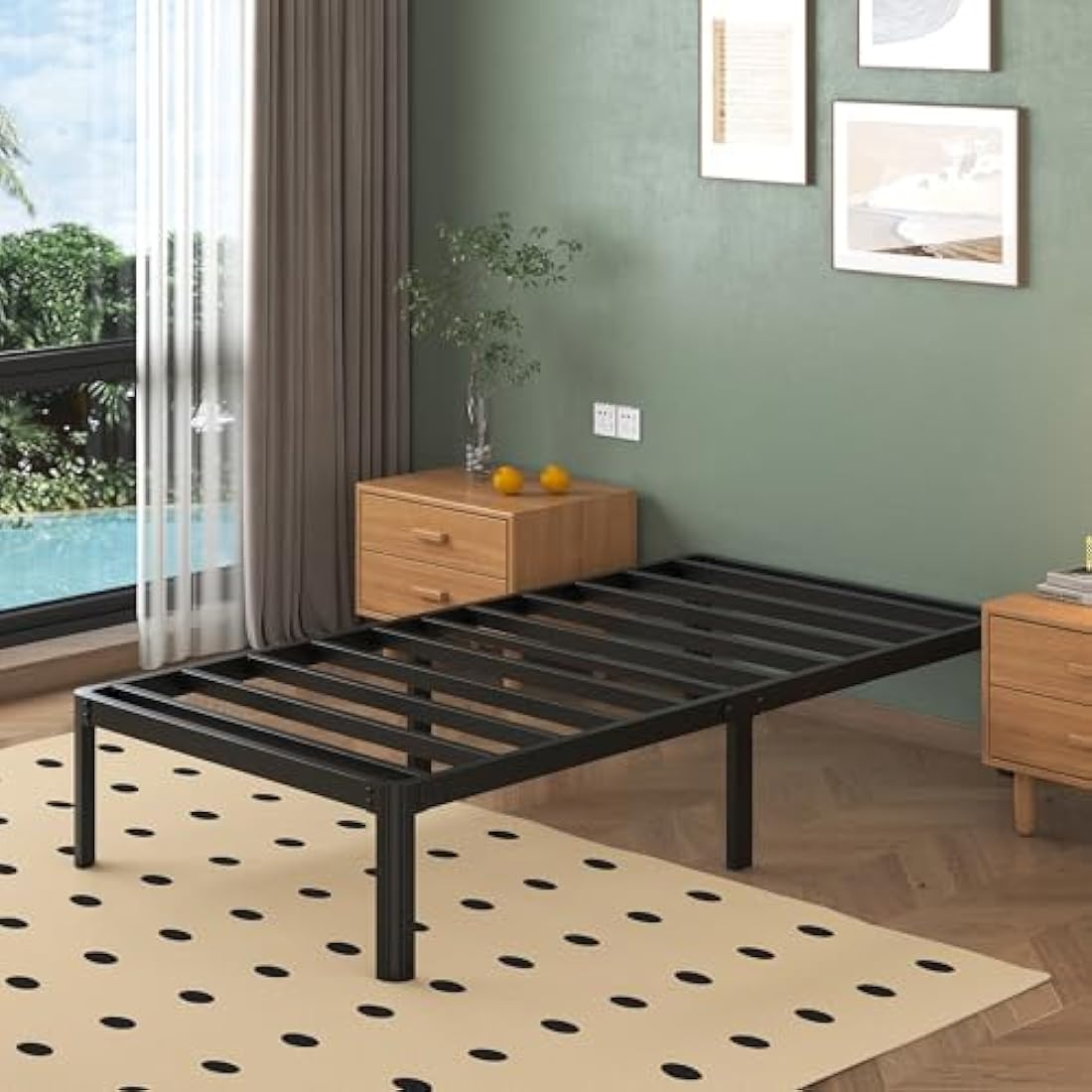 Lutown-Teen Small Single Bed Frame 30 cm High with Rounded Corner Legs, Heavy Duty Metal Small Single Bed Frames 2ft6, Noise Free, Easy Assembly