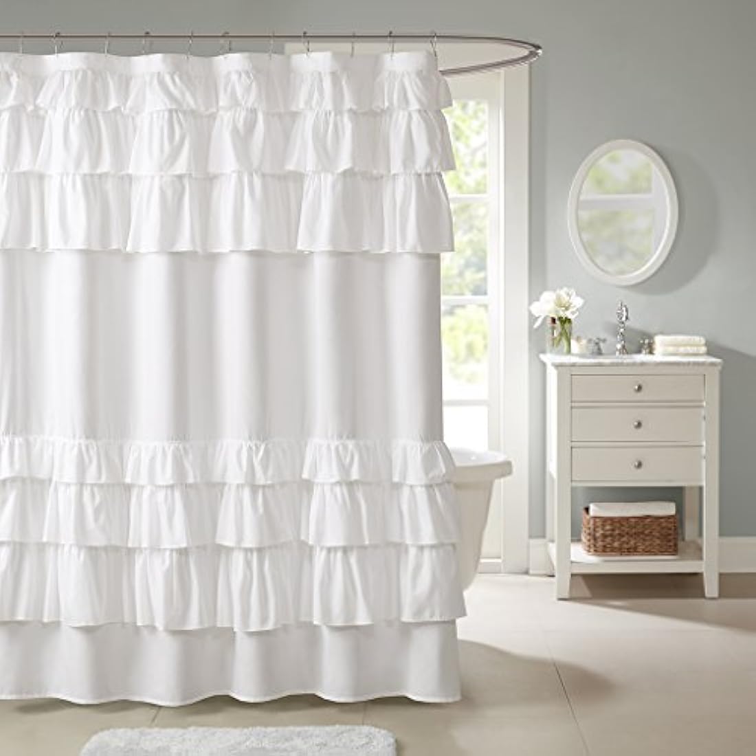 Madison Park Grace Shower Curtain White 72x72