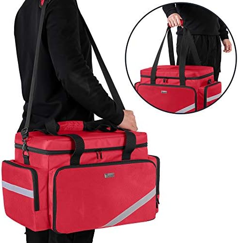 Trunab First Aid Bag Empty, Professional Medical Bag Emergency Responder Trauma Bag with Inner Dividers and Anti-Slip Bottom, Ideal for EMT, EMS, Paramedics