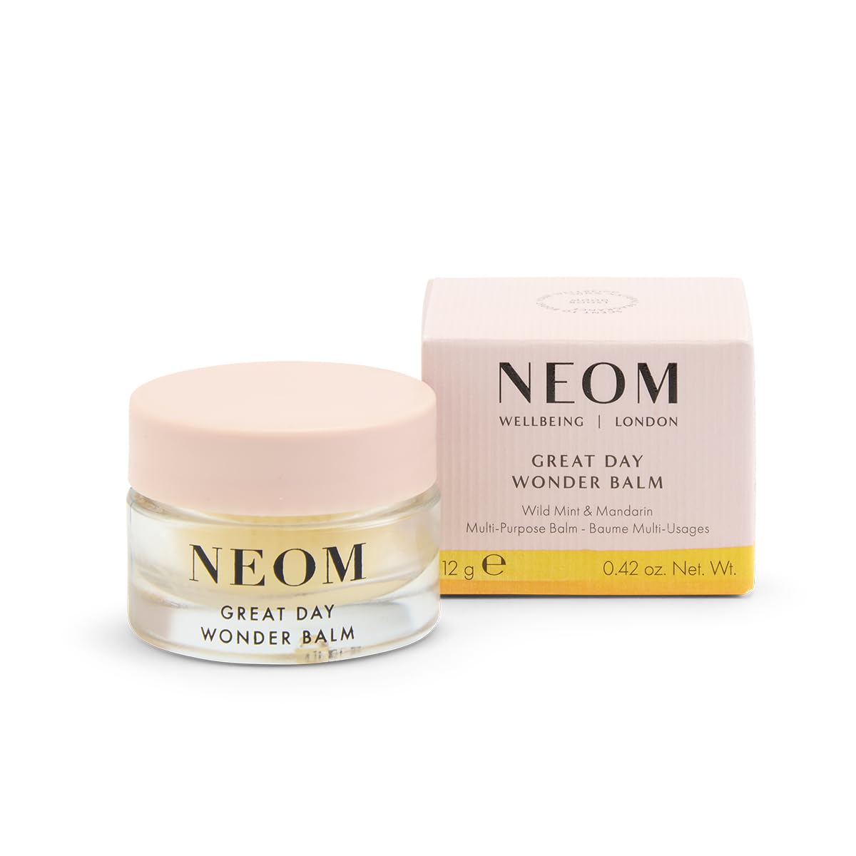 NEOM - Great Day Wonder Balm, 12g | Smoothing Moisture for Lips & Dry Skin | Wild Mint & Mandarin | Scent To Make You Happy