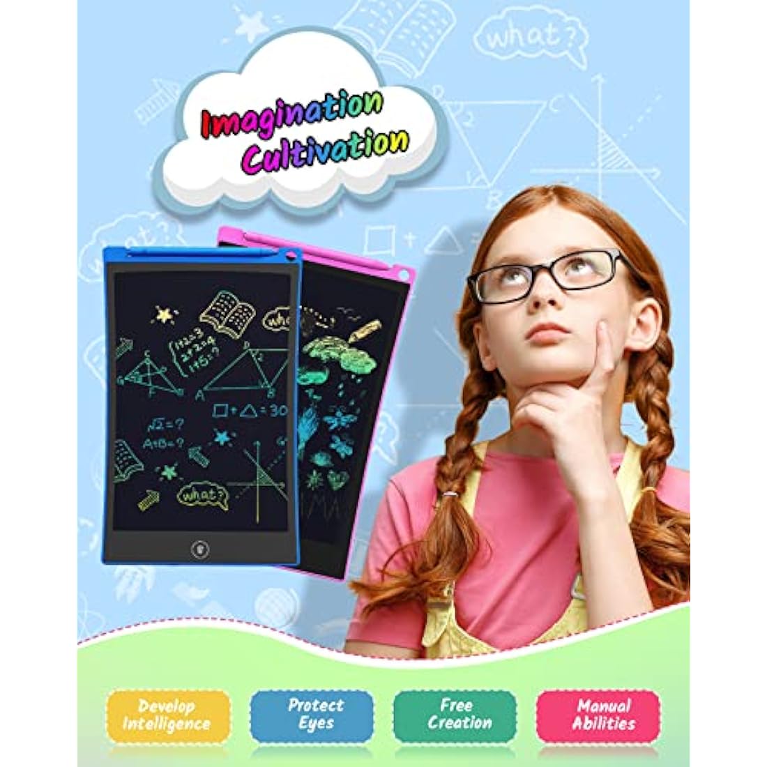 TECJOE 2 Pack LCD Writing Tablet, 8.5 Inch Colorful Doodle Board Drawing Tablet for Kids, Erasable Reusable Writing Drawing Pad, Learning Toys Gifts for 3 4 5 6 Years Old Boys and Girls Toddlers