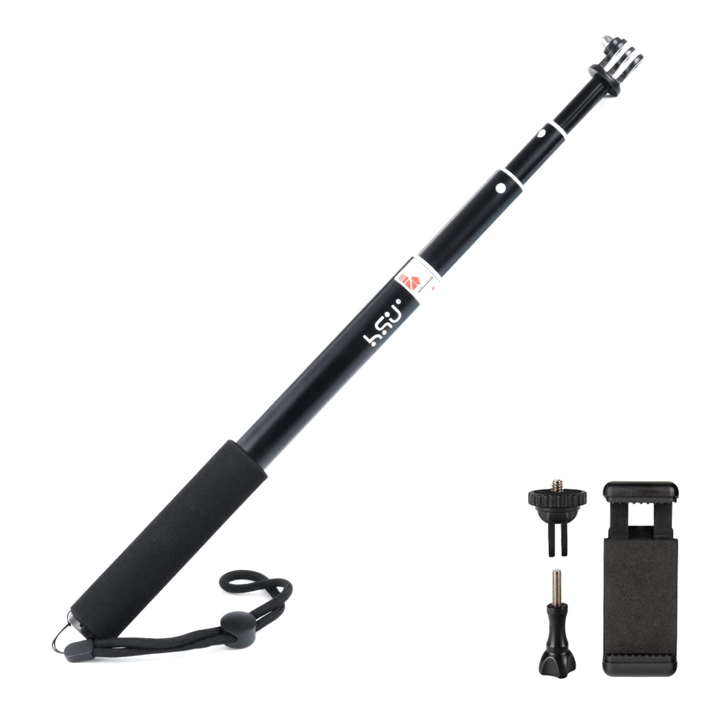 HSU Extendable Selfie Stick, Waterproof Hand Grip for GoPro Hero 13/12/11/10/9/8/7/6/5/4/3, Handheld Monopod Compatible with Cell Phones and Other