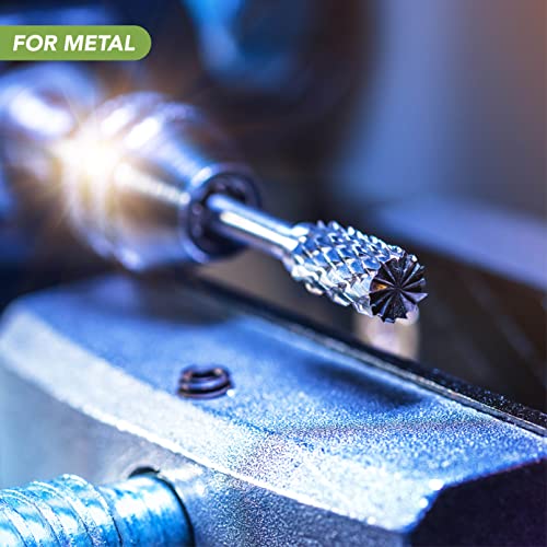 BLOSTM Rotary Burrs Set - 10pcs Tungsten Carbide Die Grinder Bits for Rotary Tool, 1/8 Inches Shank, Wear Resistant Files for Metal, Polishing, Drilling, Carving Burrs for Wood - 10 PACK