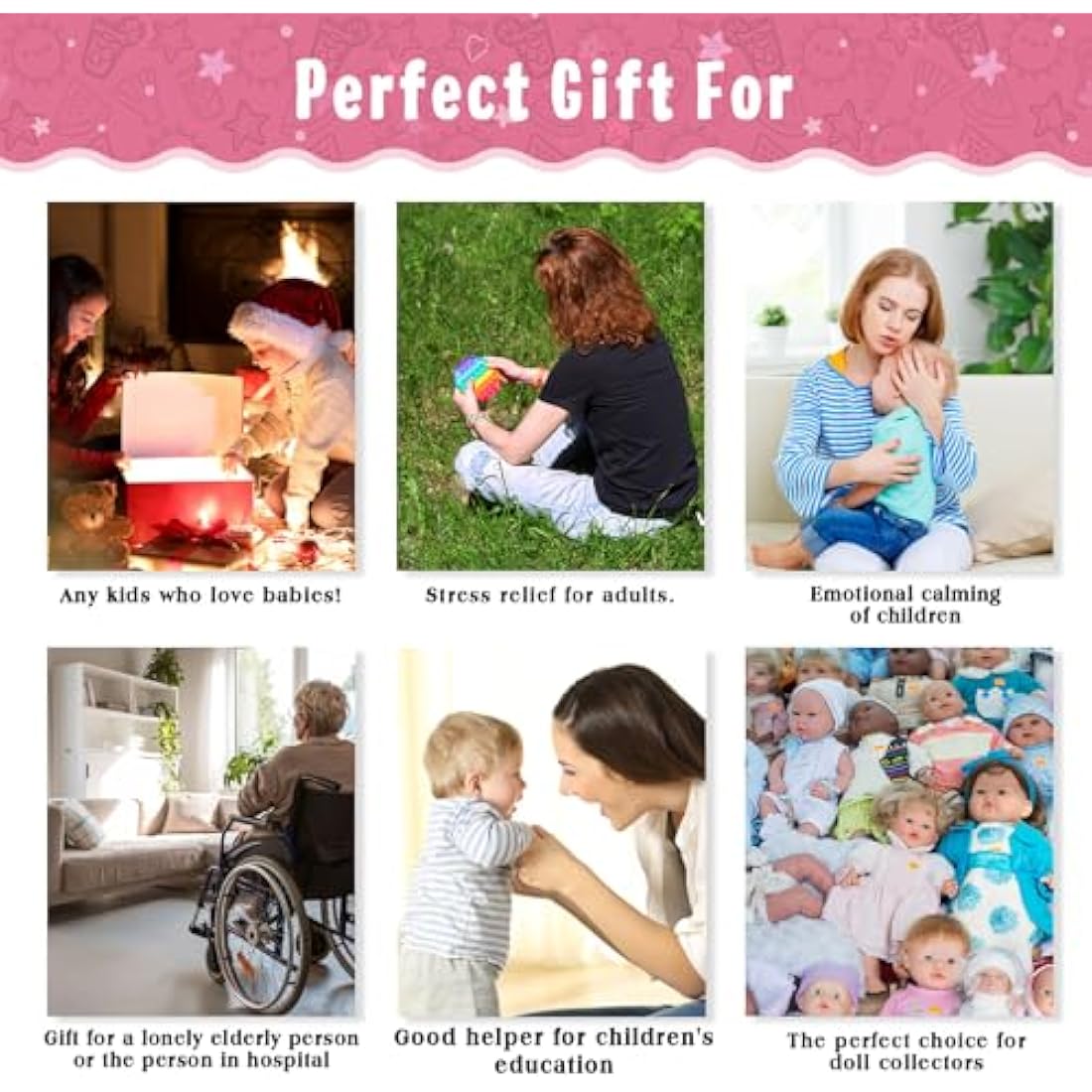 Vollence 16 inch Full Silicone Baby Doll with Open Eyes, Realistic Newborn Doll with Feeding Set for Kids - Girl