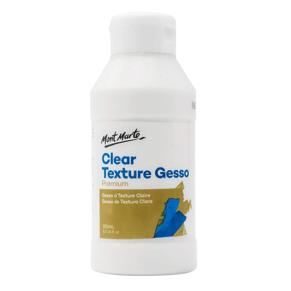 MONT MARTE Premium Clear Texture Gesso 8.4oz (250ml), Suitable for Acrylic Paint, Oil Paint, Colour Pencils, Pastels, Graphite and Charcoal
