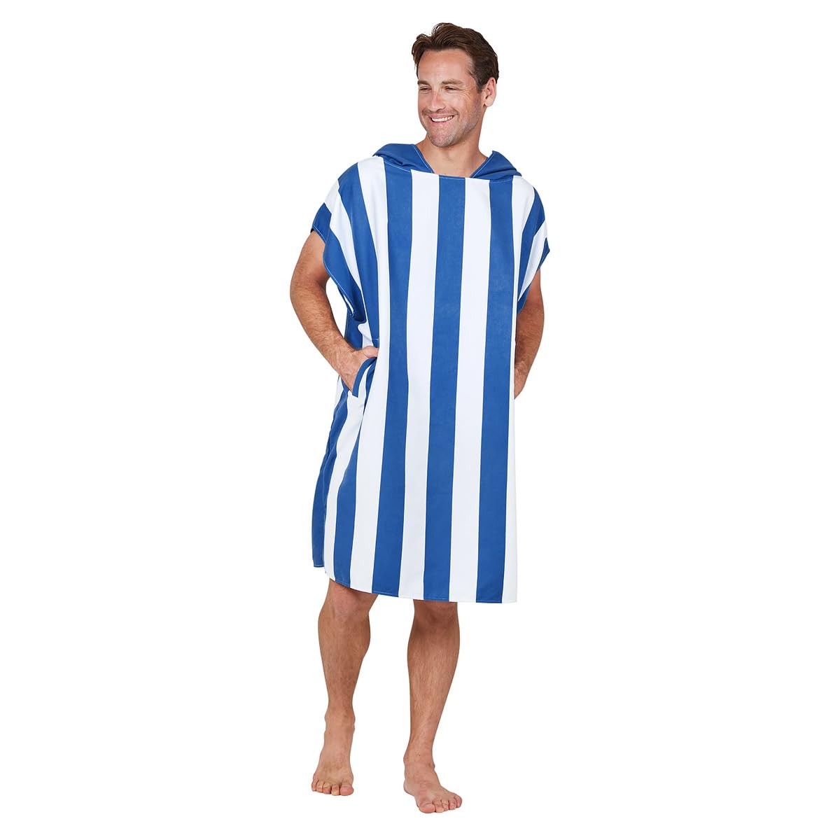 Dock & Bay Adult Beach Poncho - Hooded Towel with Deep Pockets - For Beach & Pool - Super Absorbent, Quick Dry - Cabana - Whitsunday Blue, Small
