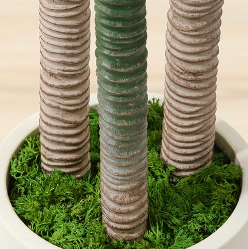 Kazeila Artificial Dracaena Plant 150cm Fake Tall Tree with White Planter,Faux Dragon Tree Plant Indoor Floor Porch Home Decor Office Living Room,1Pcs