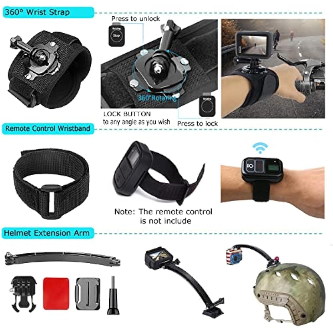 Ci-Fotto Action Camera Accessories Set, 50-in-1 Sports Camera Accessories Compatible with Hero 13 12 11 10 9 8 7, Max Insta360 GO 2 SJ6000 SJ5000 DJI OSMO Action Cam DBPOWER AKASO