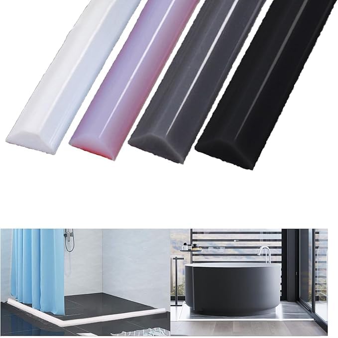 150CM Wet Room Floor Seal, Silicone Water Retaining Strip, Shower Floor Water Barrier for Kitchen, Bathroom (Grey 1.5m)