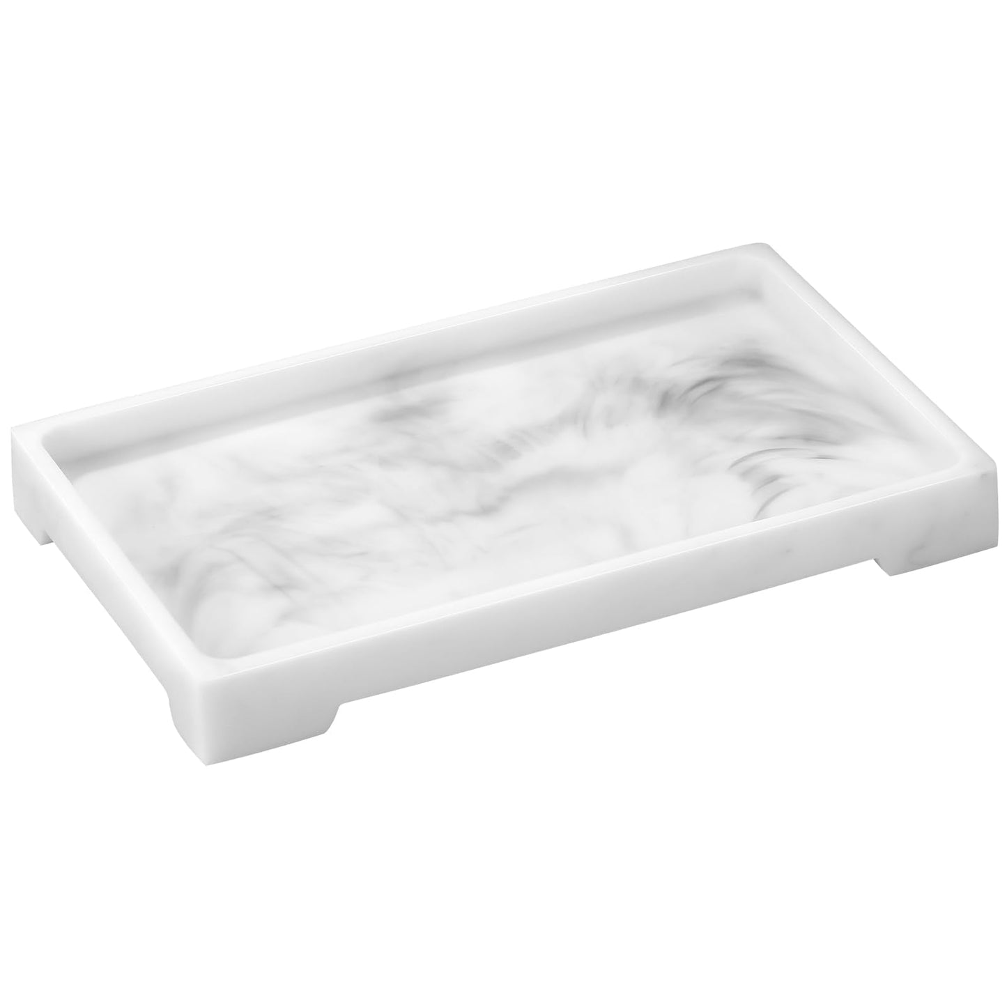 Luxspire Resin Vanity Tray, Bathroom Toilet Tank Storage Tray, 9.6 x 6 inch Kitchen Sink Trays Decorative Serving Tray, Vanity Countertop Organizer